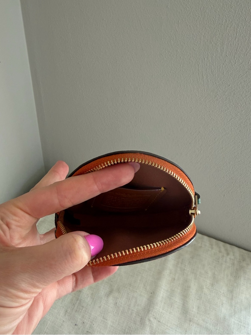 Coach Orange Tangerine Leather Coin Pouch - Picture 4 of 4